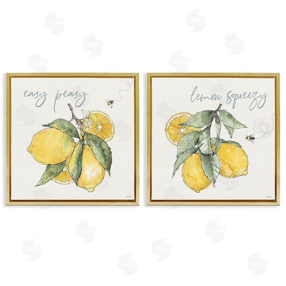 Anne Tavoletti Easy Peasy Lemon Squeezy Phrase Gold Floating Frame Canvas Wall Art Print
