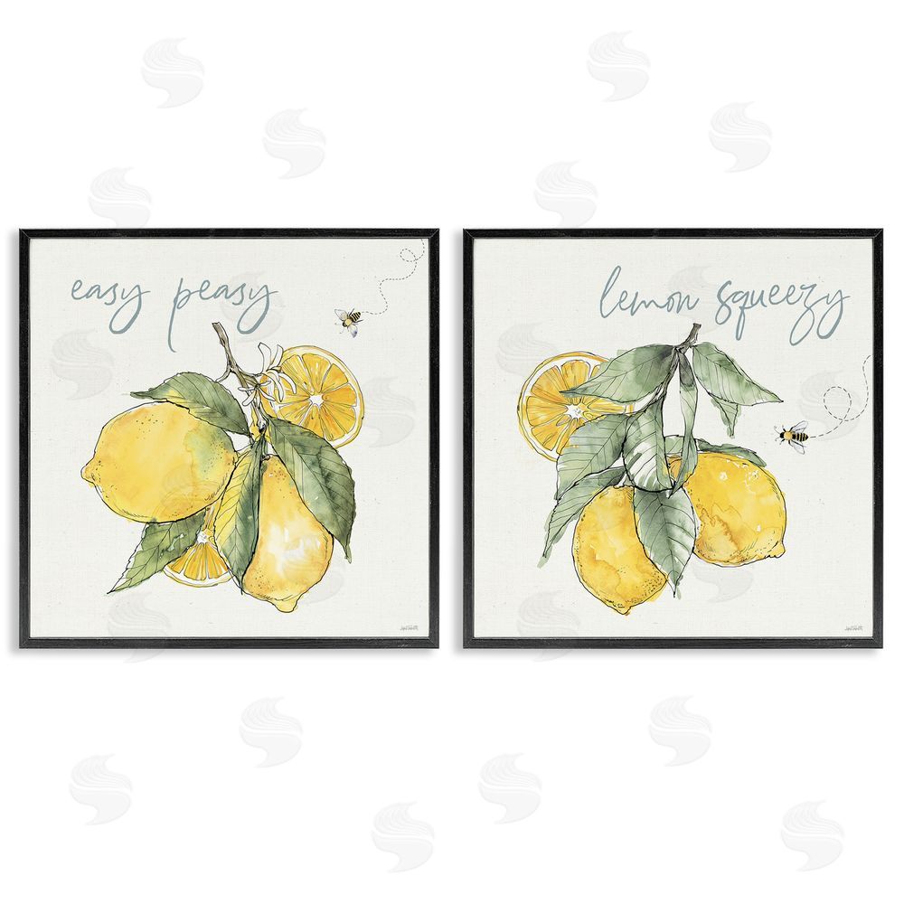 Anne Tavoletti Easy Peasy Lemon Squeezy Phrase Black Framed Giclee Wall Art Print