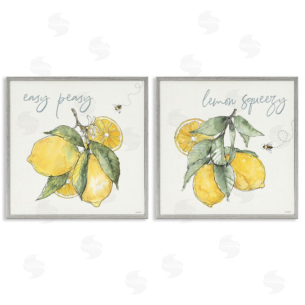 Anne Tavoletti Easy Peasy Lemon Squeezy Phrase Gray Framed Giclee Wall Art Print