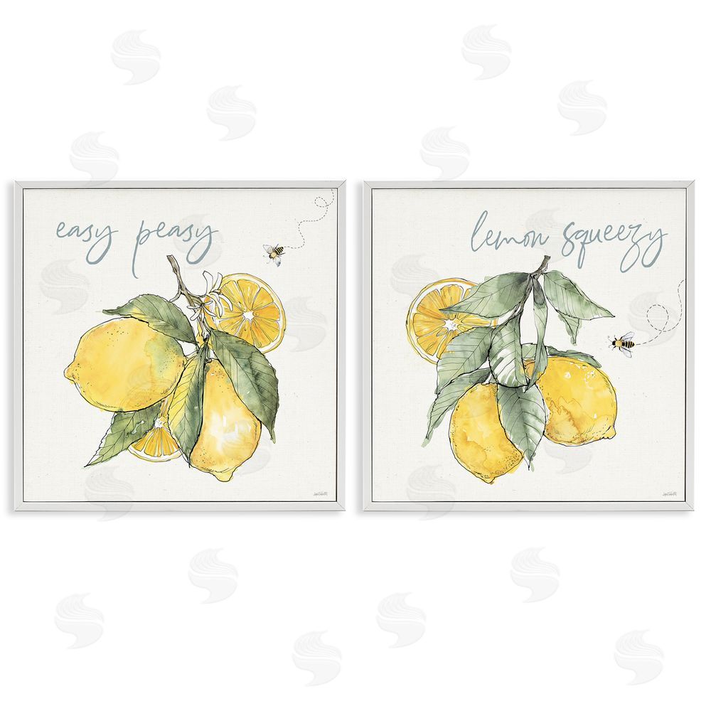 Anne Tavoletti Easy Peasy Lemon Squeezy Phrase White Framed Giclee Wall Art Print