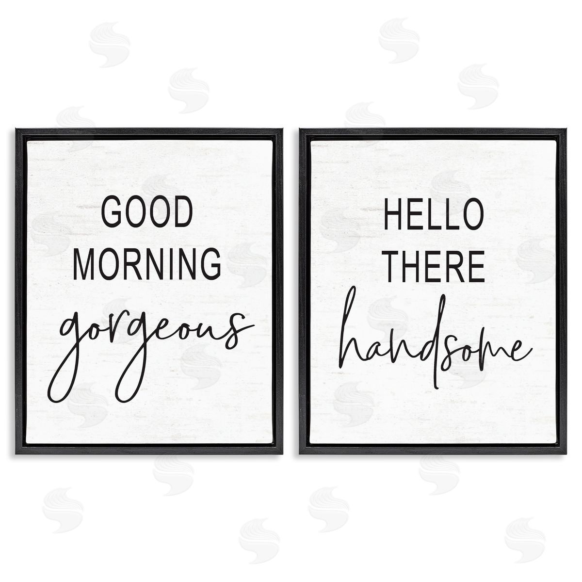 Gorgeous & Handsome Romantic Greetings Black Floating Frame Canvas Wall Art, Home Decor by Lettered and Lined