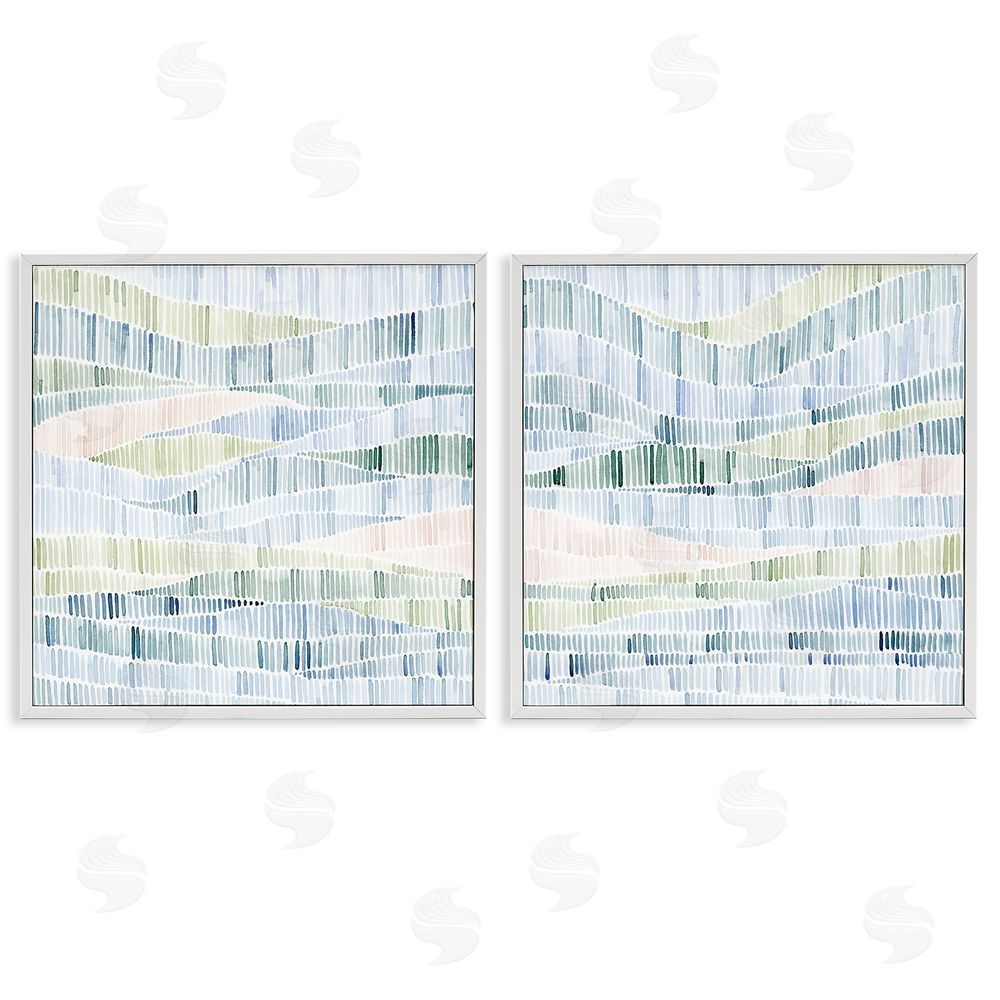 Grace Popp Modern Abstract Nautical Wavy Striped Pattern White Framed Giclee Wall Art Print