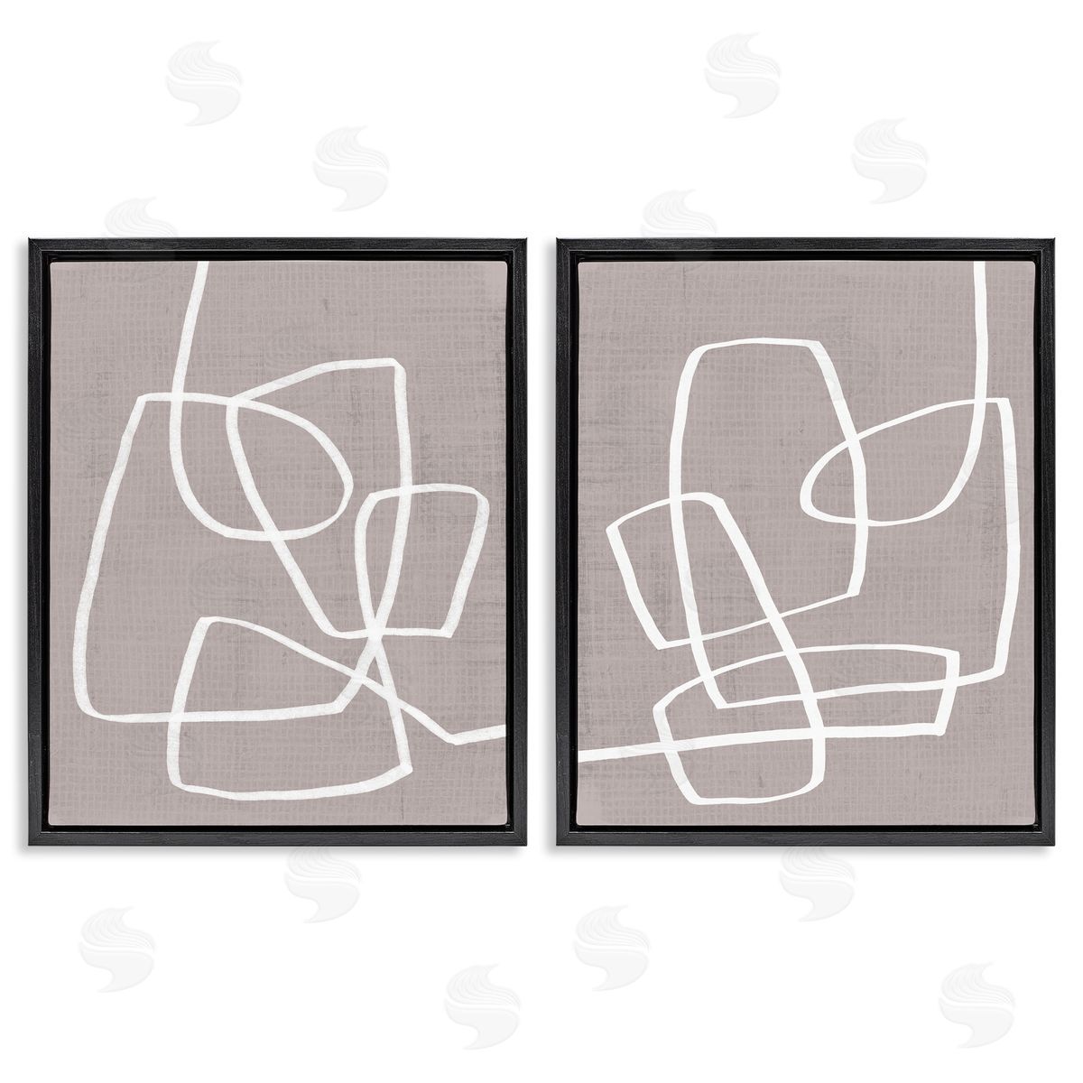 Minimal Abstract Busy Line Black Floating Frame Canvas Wall Art, Home Decor by June Erica Vess
