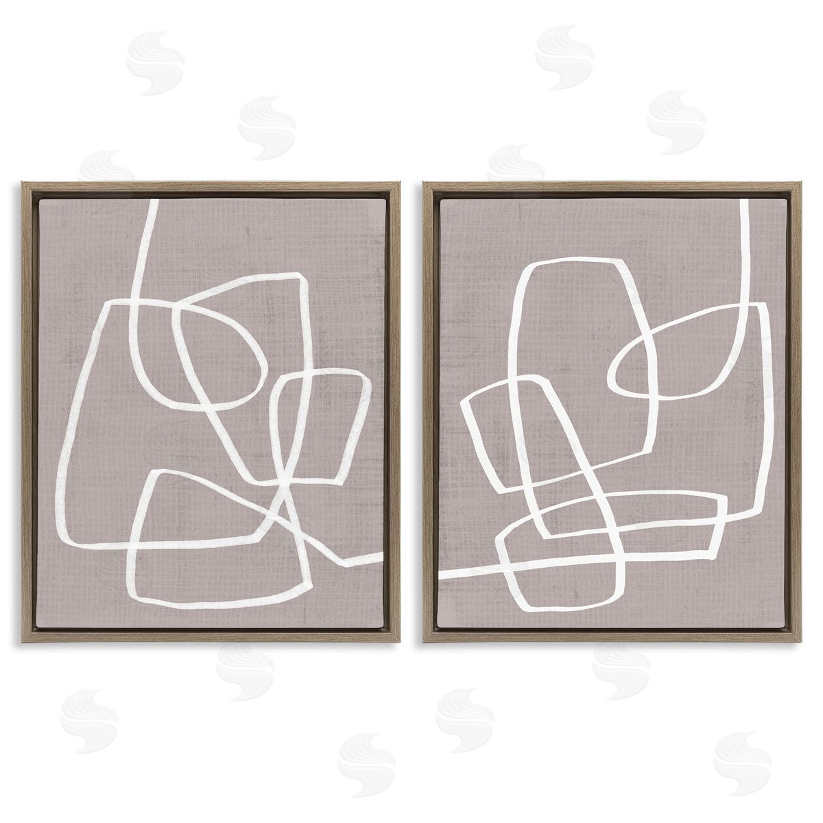 Minimal Abstract Busy Line Brown Floating Frame Canvas Wall Art, Home Decor by June Erica Vess