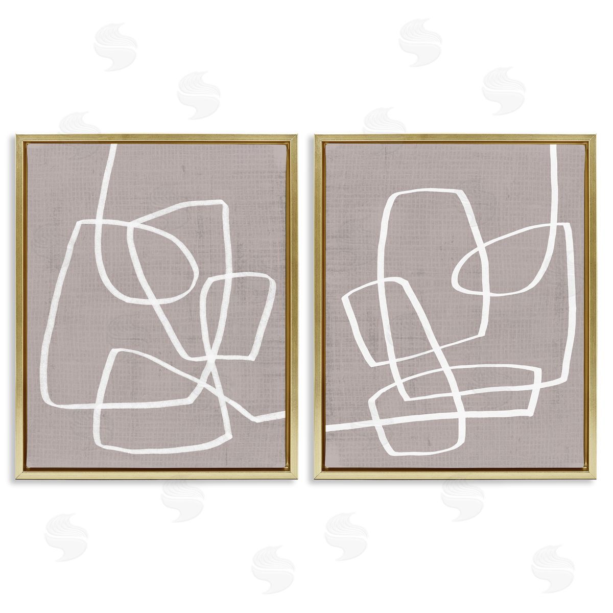 Minimal Abstract Busy Line Gold Floating Frame Canvas Wall Art, Home Decor by June Erica Vess