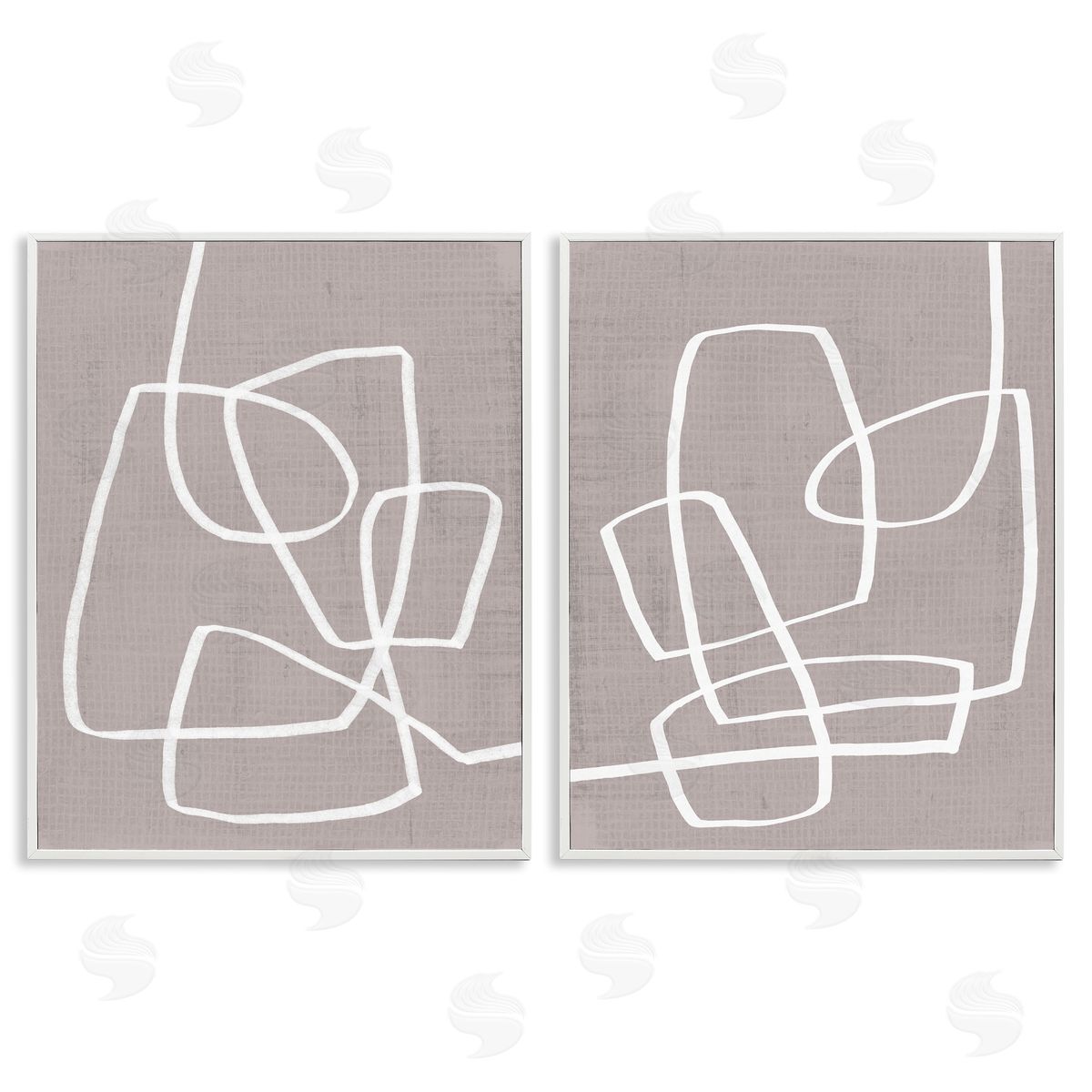 Minimal Abstract Busy Line White Frame Print Wall Art, Home Decor by June Erica Vess