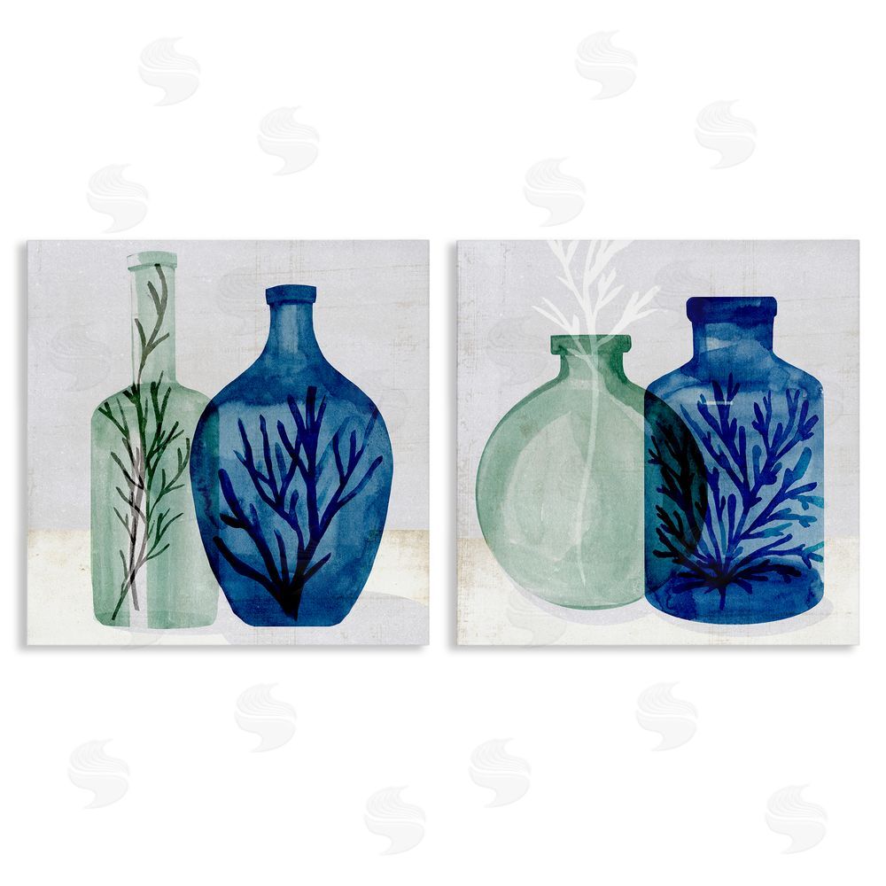 Annie Warren Nautical Vase Still Life Sea Coral & Botanicals Canvas Wall Art Print