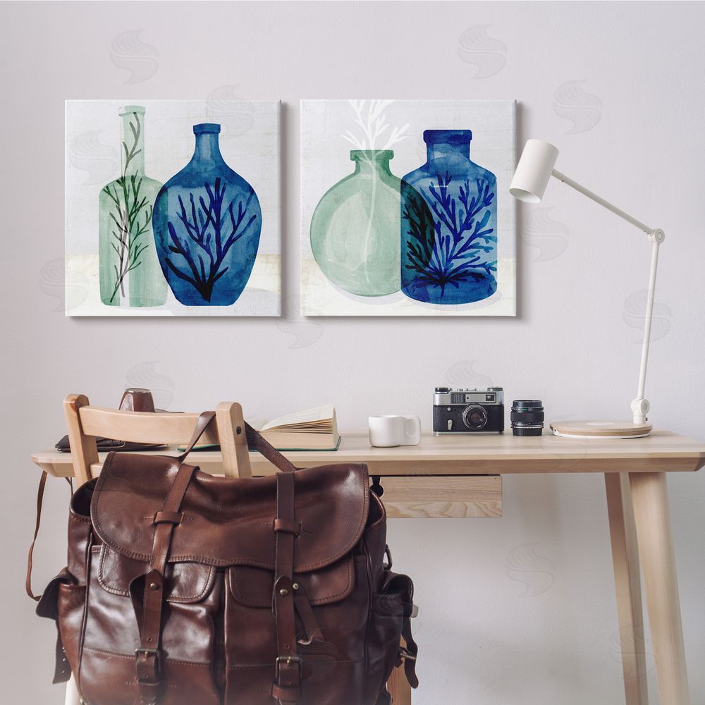 Annie Warren Nautical Vase Still Life Sea Coral & Botanicals Canvas Wall Art Print in Room