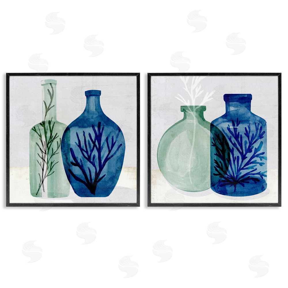 Annie Warren Nautical Vase Still Life Sea Coral & Botanicals Black Framed Giclee Wall Art Print