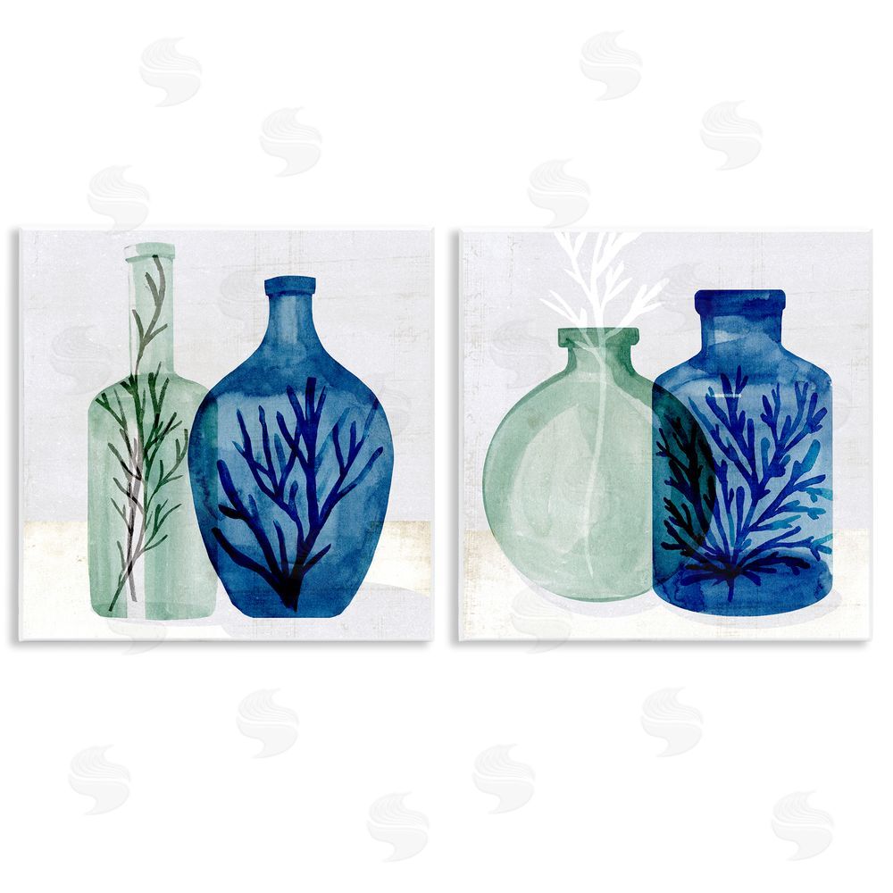 Annie Warren Nautical Vase Still Life Sea Coral & Botanicals Wooden Wall Plaque Art Print