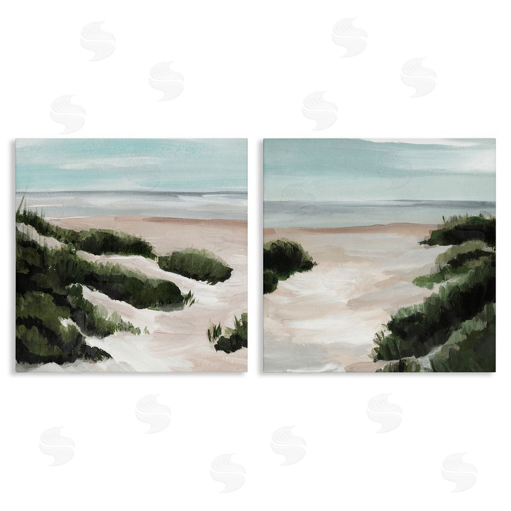 Annie Warren Tall Grass Sand Dunes Soft Wave Beach Canvas Wall Art Print