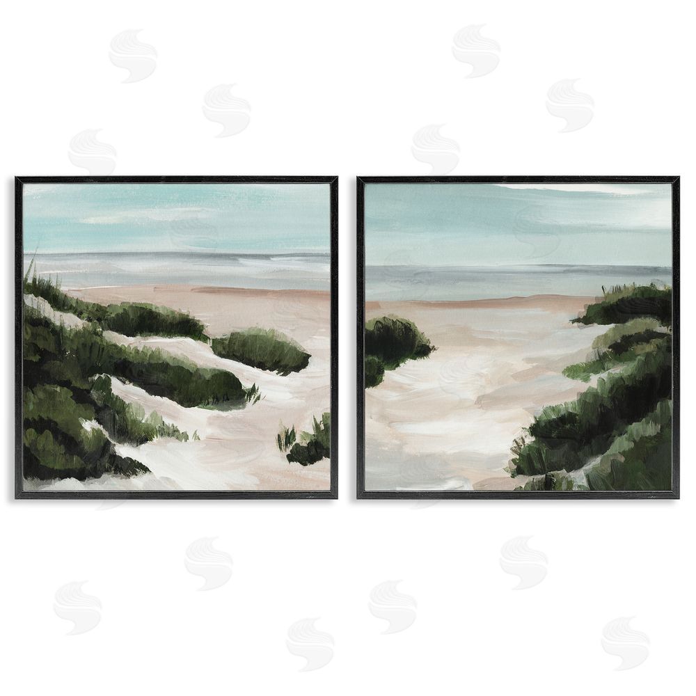 Annie Warren Tall Grass Sand Dunes Soft Wave Beach Black Framed Giclee Wall Art Print