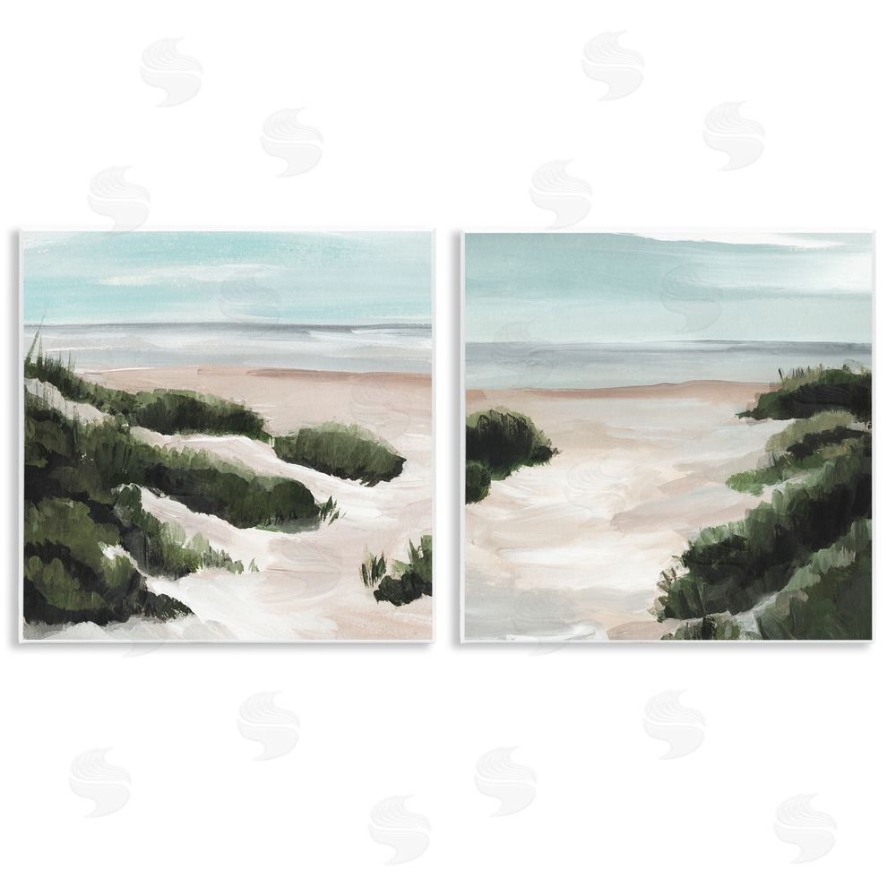 Annie Warren Tall Grass Sand Dunes Soft Wave Beach Wooden Wall Plaque Art Print