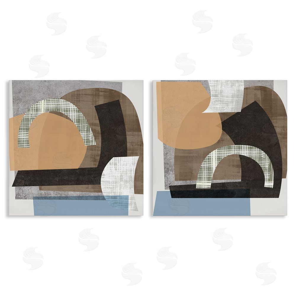 Melissa Wang Abstract Shape Collage Modern Neutrals Canvas Wall Art Print