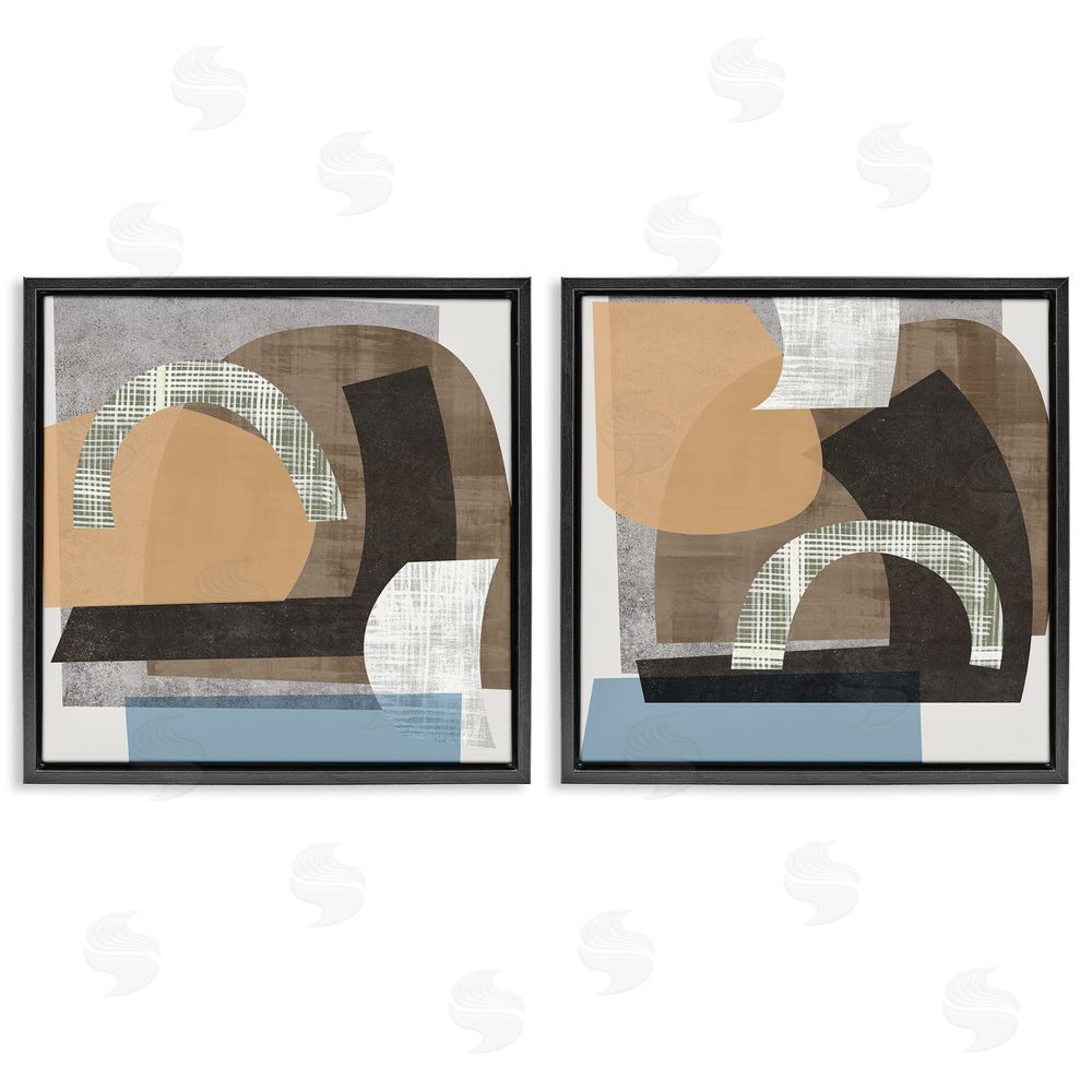 Melissa Wang Abstract Shape Collage Modern Neutrals Black Floating Frame Canvas Wall Art Print