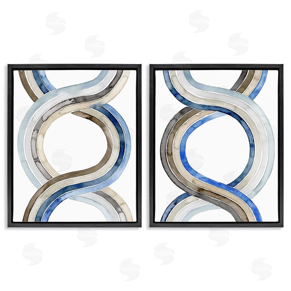 Grace Popp Two Dimensional Spiral Helix Abstract Lines Black Floating Frame Canvas Wall Art Print