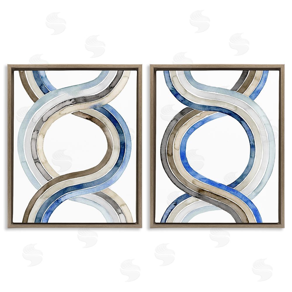 Grace Popp Two Dimensional Spiral Helix Abstract Lines Brown Floating Frame Canvas Wall Art Print