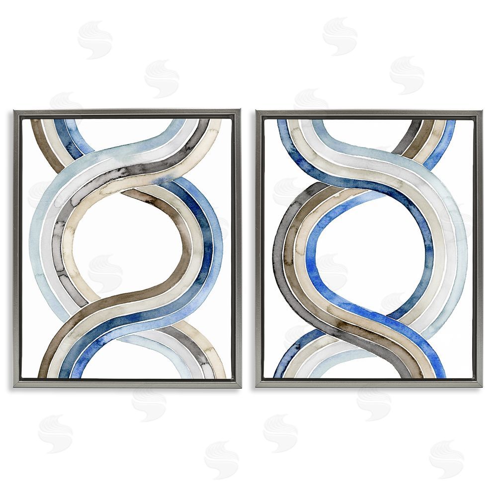 Grace Popp Two Dimensional Spiral Helix Abstract Lines Gray Floating Frame Canvas Wall Art Print