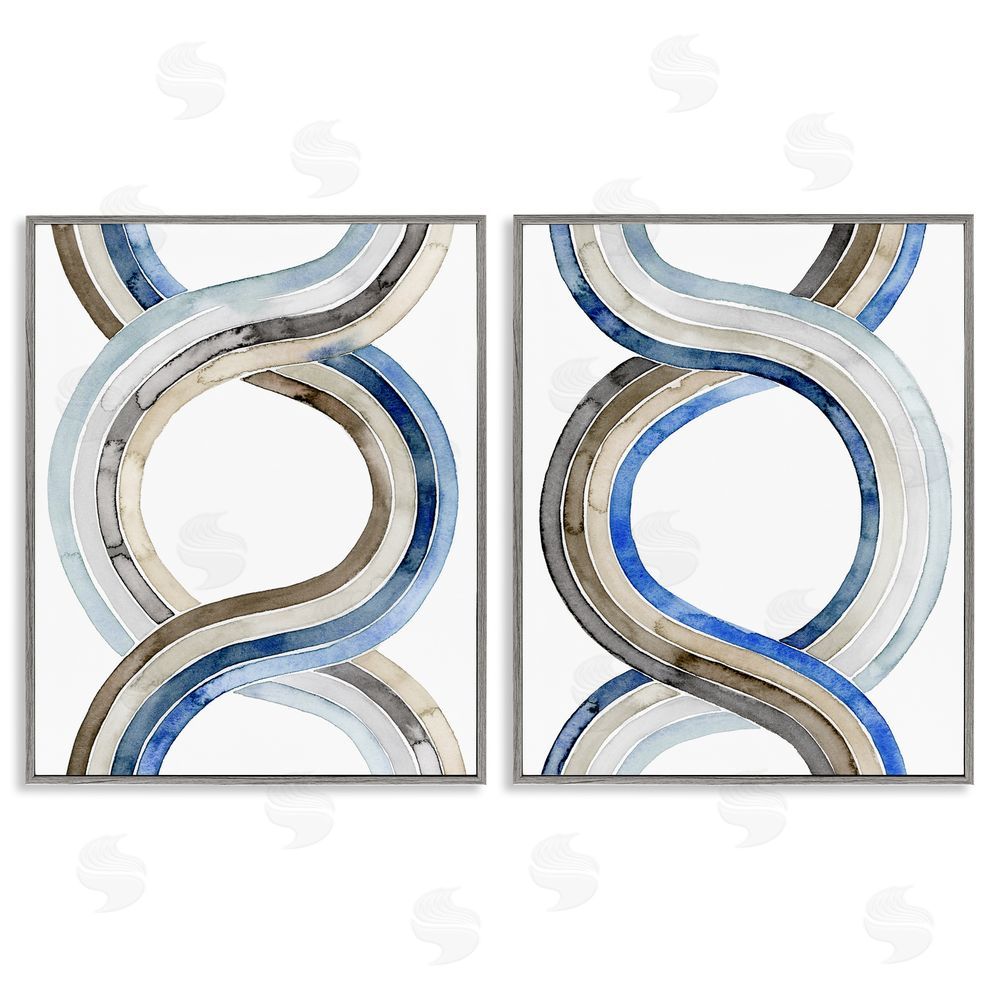 Grace Popp Two Dimensional Spiral Helix Abstract Lines Gray Framed Giclee Wall Art Print