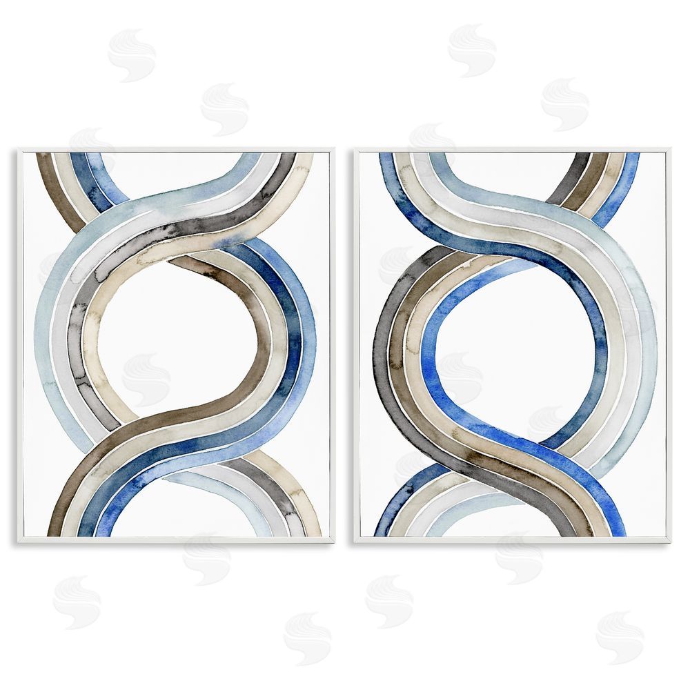 Grace Popp Two Dimensional Spiral Helix Abstract Lines White Framed Giclee Wall Art Print