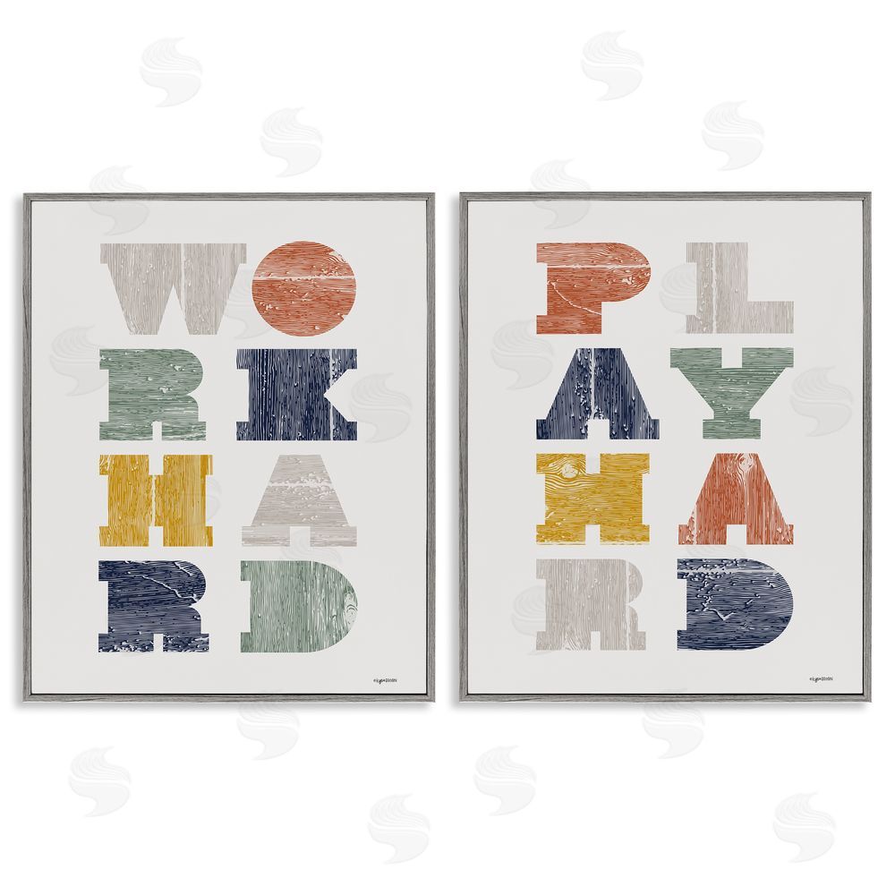 Lady Louise Designs Children's Block Typography Phrase Gray Framed Giclee Wall Art Print