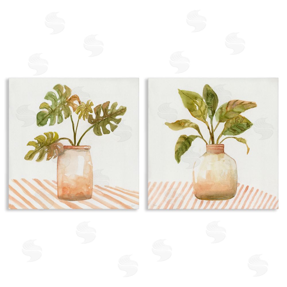 Nan Tranquil Monstera Leaf Herbal Plant Vase Canvas Wall Art Print