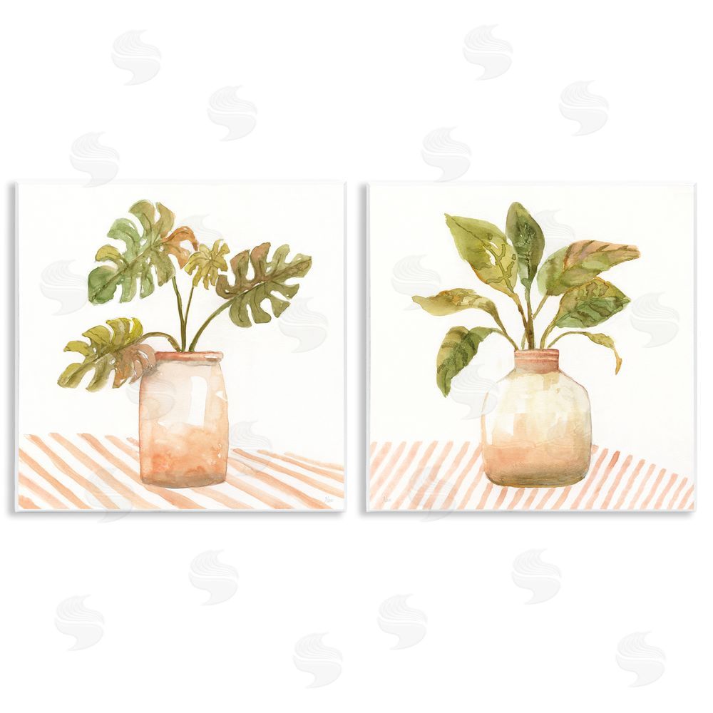 Nan Tranquil Monstera Leaf Herbal Plant Vase Wooden Wall Plaque Art Print