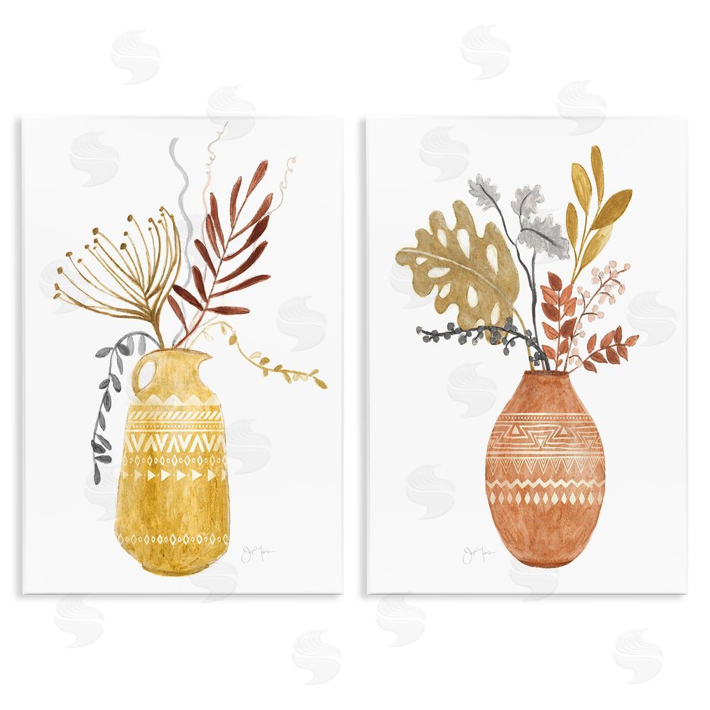 Tava Studios Boho Wildflower Aztec Patterned Vases Wooden Wall Plaque Art Print