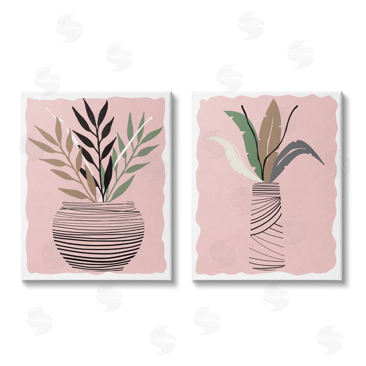 Daniela Santiago Eccentric Tropical Fern Leaves Abstract Plant Vase Canvas Wall Art Print