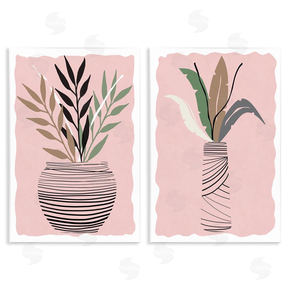 Daniela Santiago Eccentric Tropical Fern Leaves Abstract Plant Vase Wooden Wall Plaque Art Print