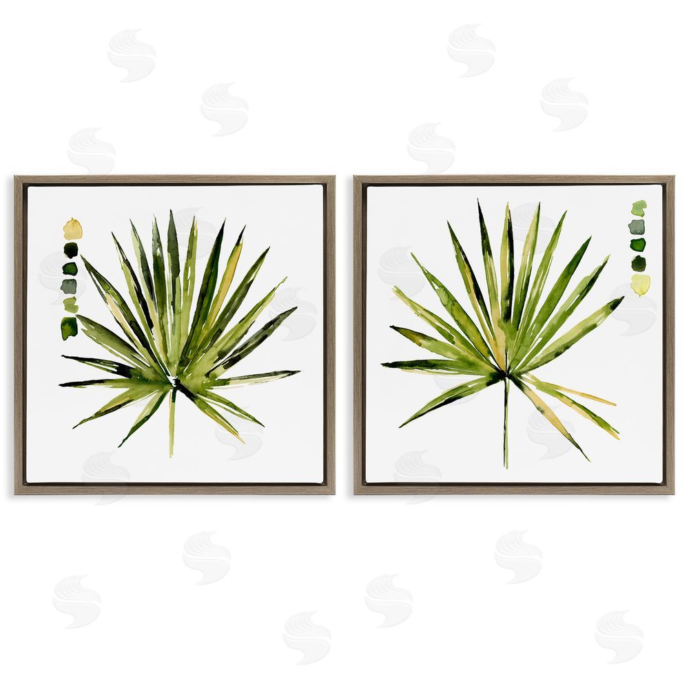 Jennifer Paxton Parker Spiky Aloe Palm Plant Paint Hue Guide Brown Floating Frame Canvas Wall Art Print