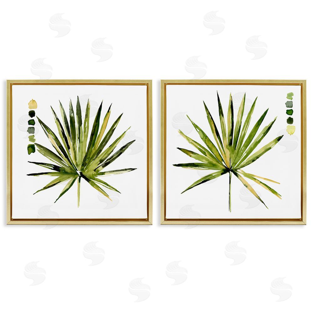 Jennifer Paxton Parker Spiky Aloe Palm Plant Paint Hue Guide Gold Floating Frame Canvas Wall Art Print