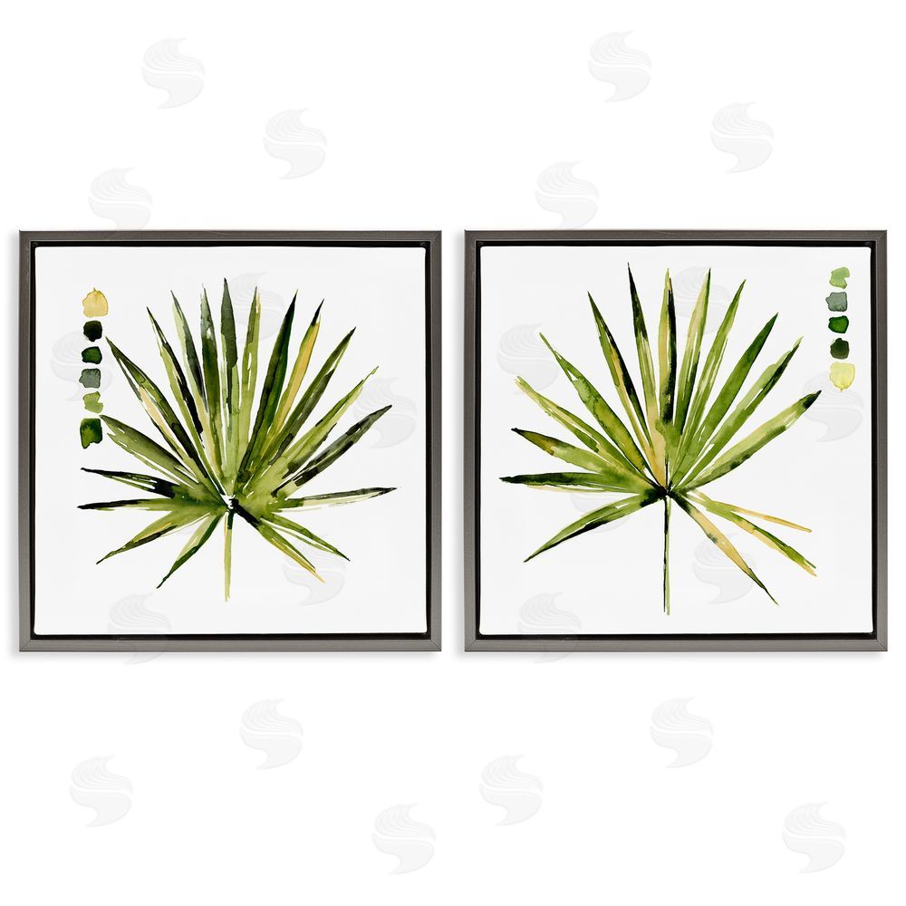Jennifer Paxton Parker Spiky Aloe Palm Plant Paint Hue Guide Gray Floating Frame Canvas Wall Art Print