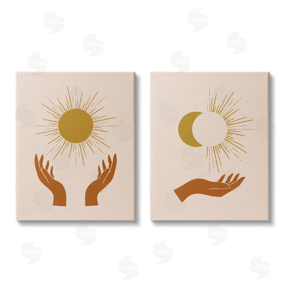 Victoria Barnes Boho Chic Hands Embracing Enlightened Eclipsed Sky  Canvas Wall Art Print