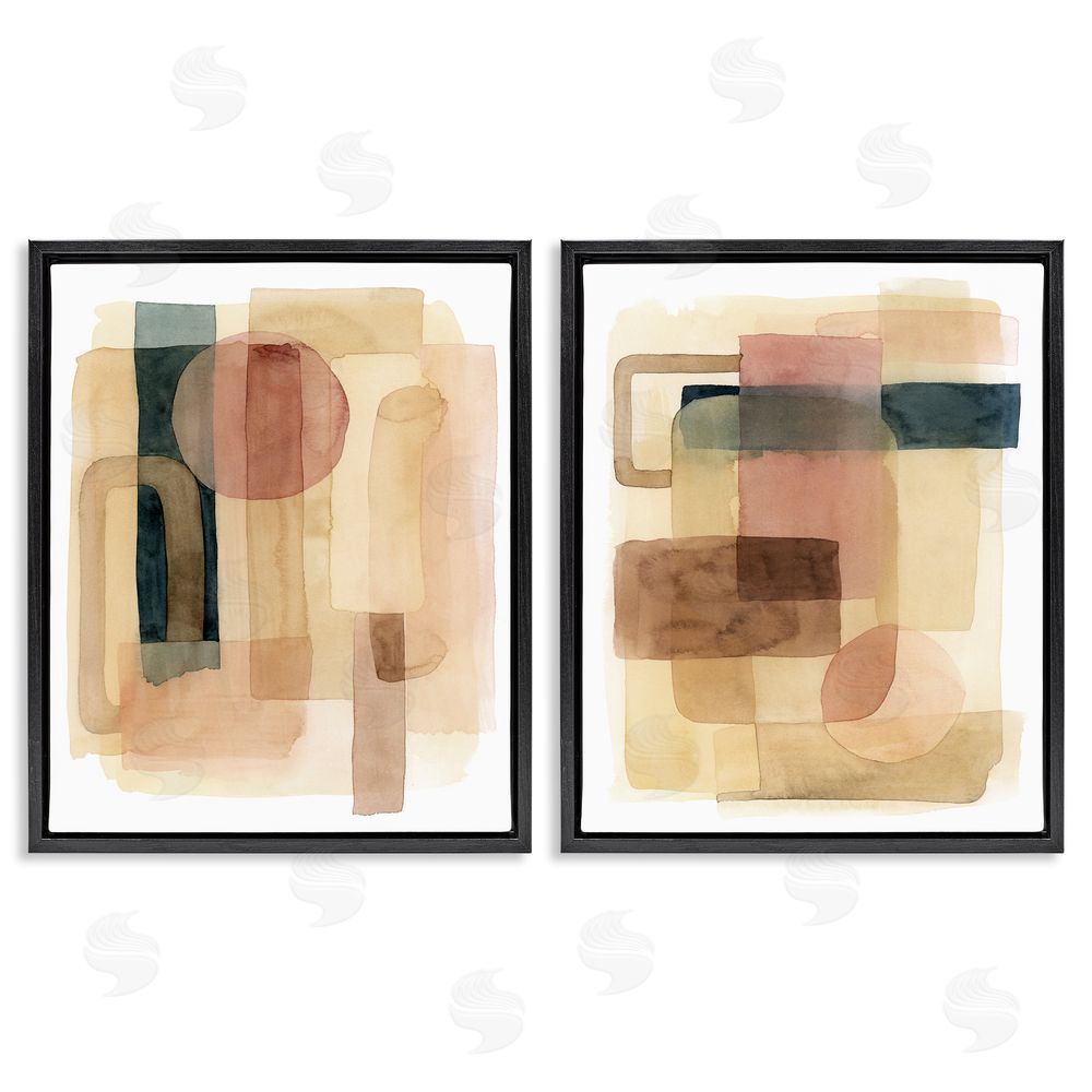 Grace Popp Geometric Shapes Abstract Clustered Forms Black Floating Frame Canvas Wall Art Print