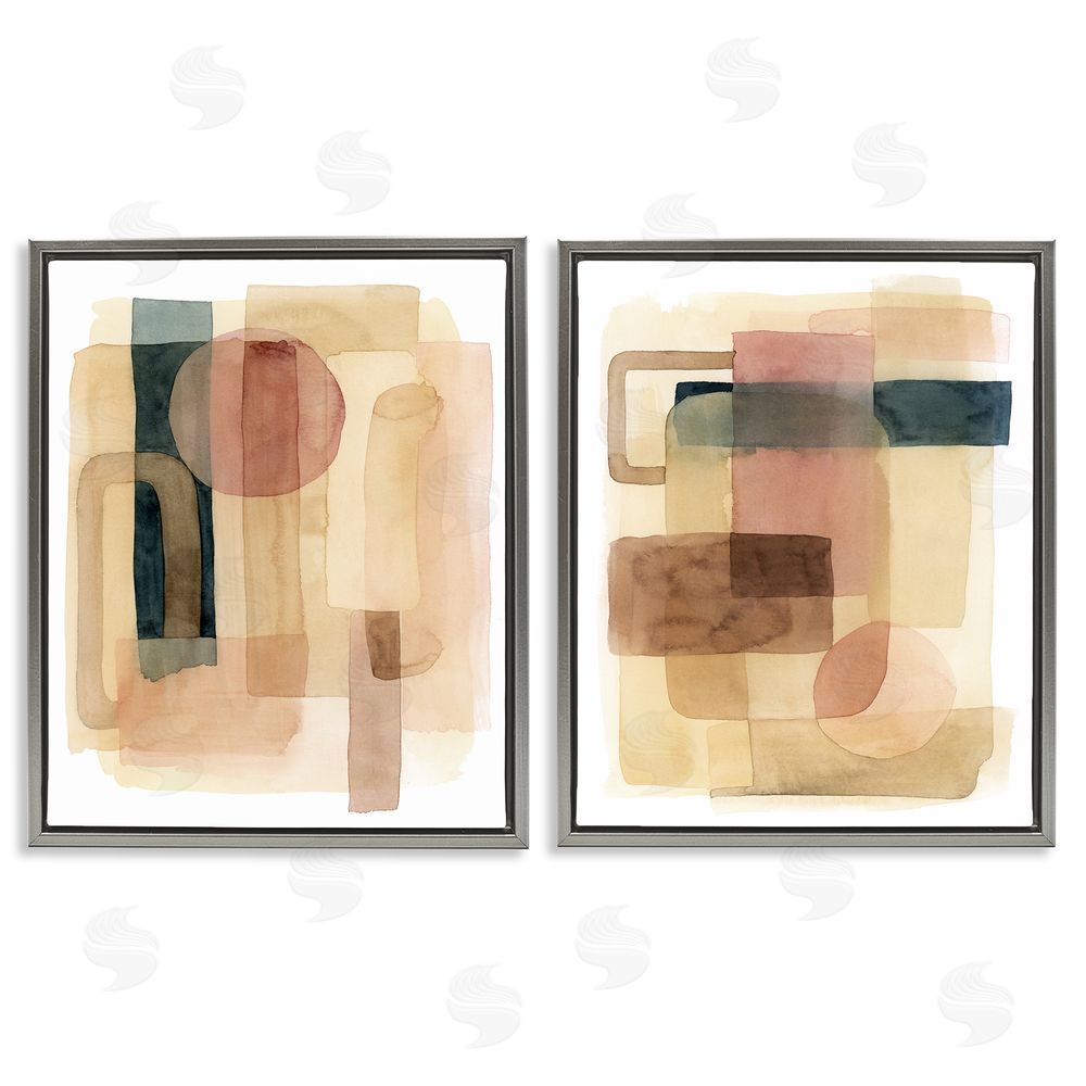 Grace Popp Geometric Shapes Abstract Clustered Forms Gray Floating Frame Canvas Wall Art Print