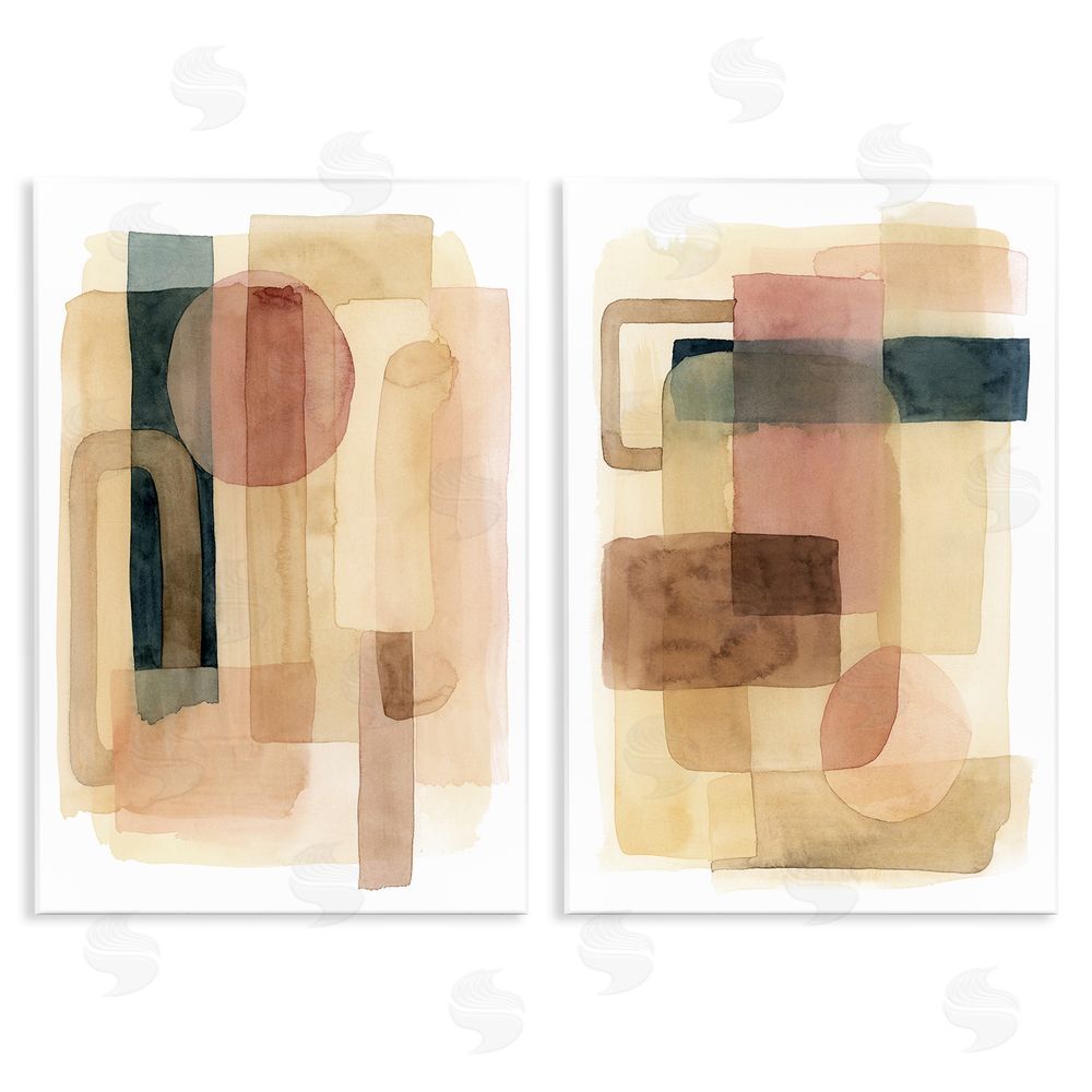 Grace Popp Geometric Shapes Abstract Clustered Forms Wooden Wall Plaque Art Print