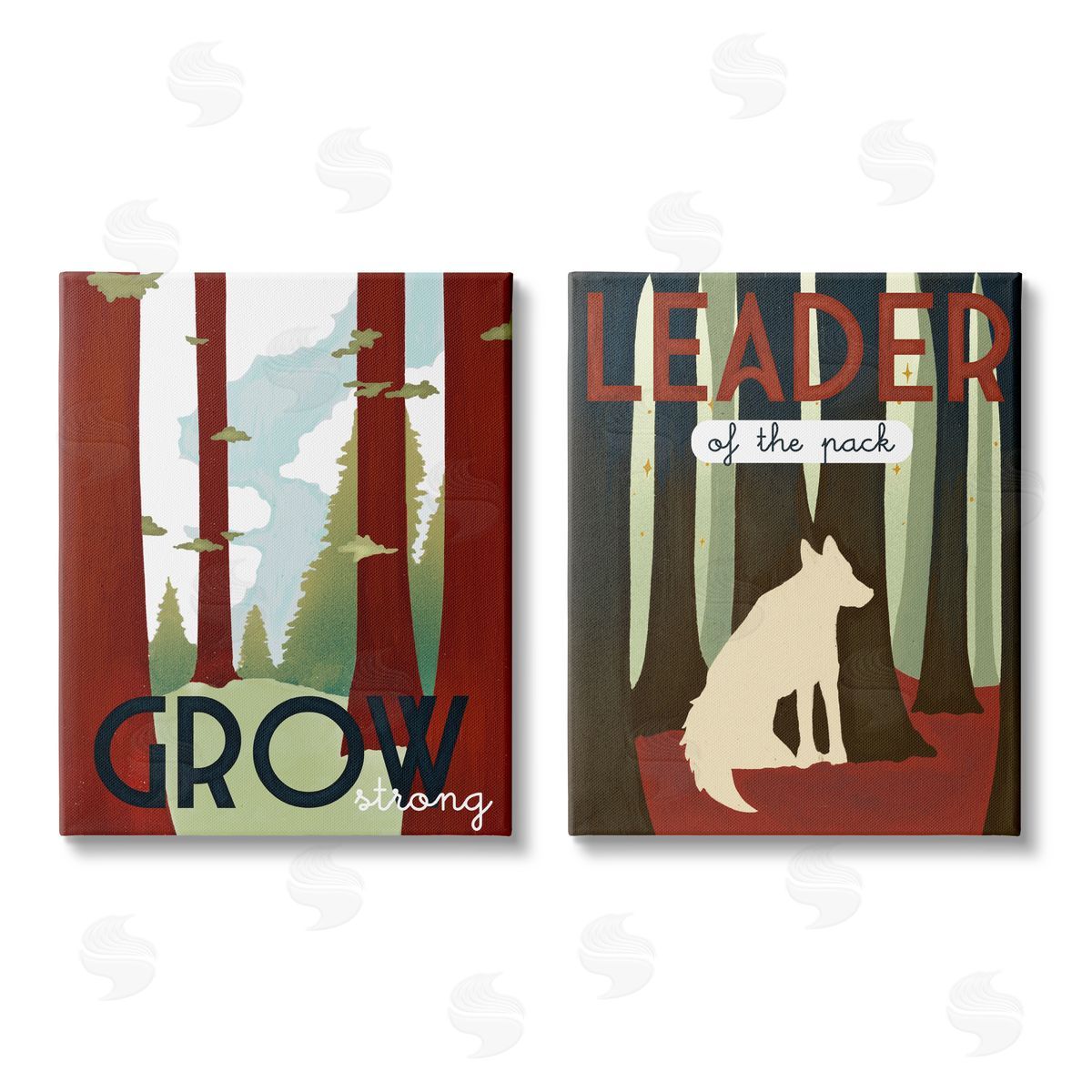 Stupell Studio Leader of Pack Growth Motivational Phrase Forest Wolf Canvas Wall Art Print