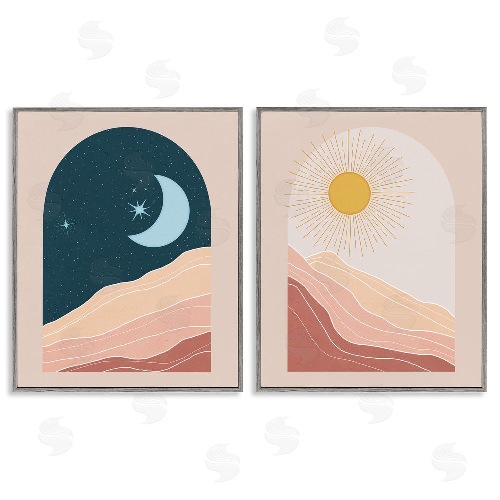 Nina Blue Energetic Arid Desert Daily Sky Windows Gray Framed Giclee Wall Art Print
