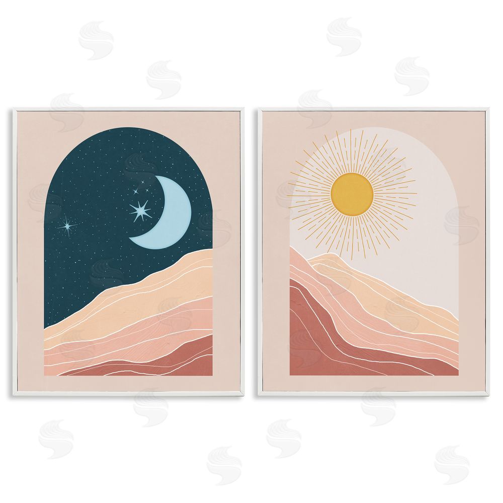 Nina Blue Energetic Arid Desert Daily Sky Windows White Framed Giclee Wall Art Print