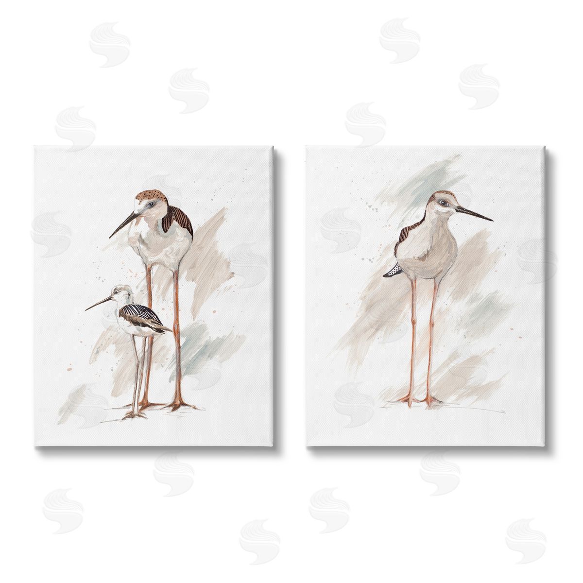 Patricia Pinto Sandpiper Bird Family Sunny Beach Coastal Bird  Canvas Wall Art Print