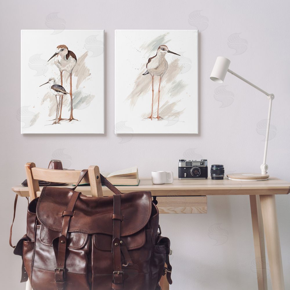 Patricia Pinto Sandpiper Bird Family Sunny Beach Coastal Bird  Canvas Wall Art Print in Room