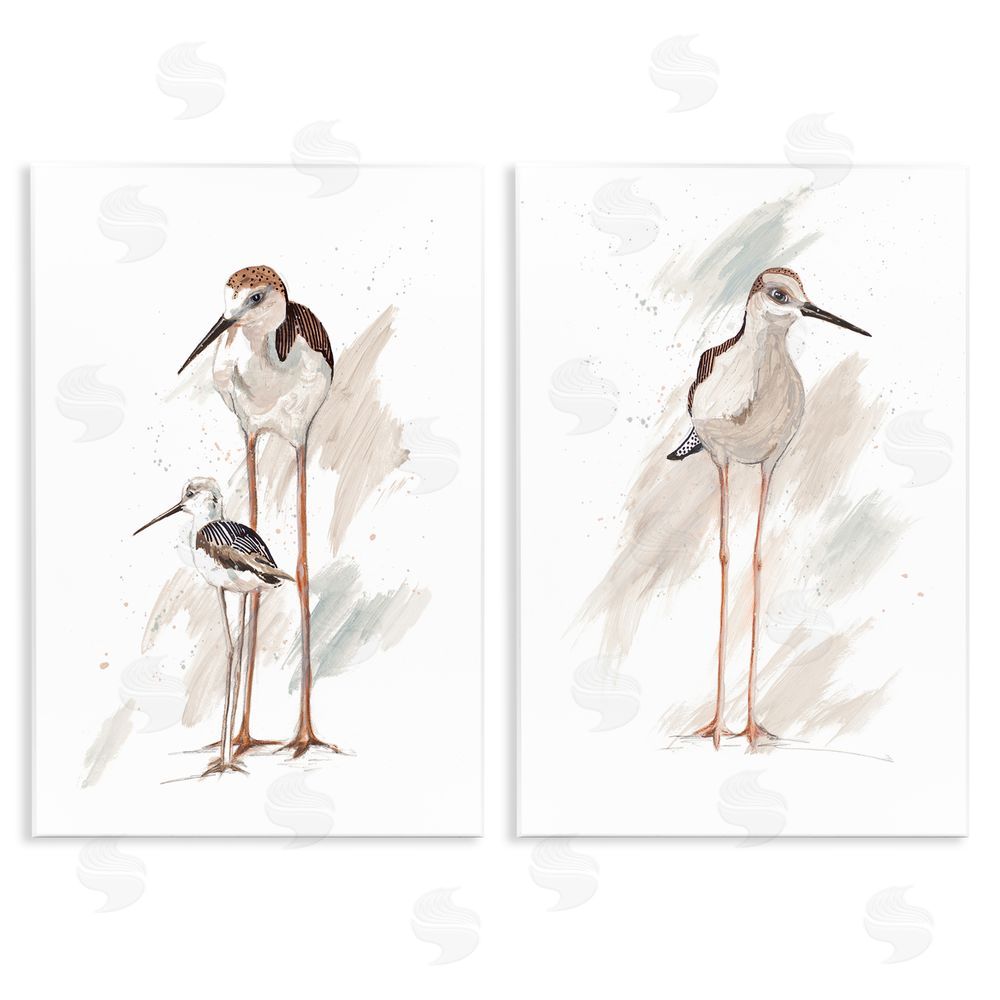 Patricia Pinto Sandpiper Bird Family Sunny Beach Coastal Bird  Wooden Wall Plaque Art Print