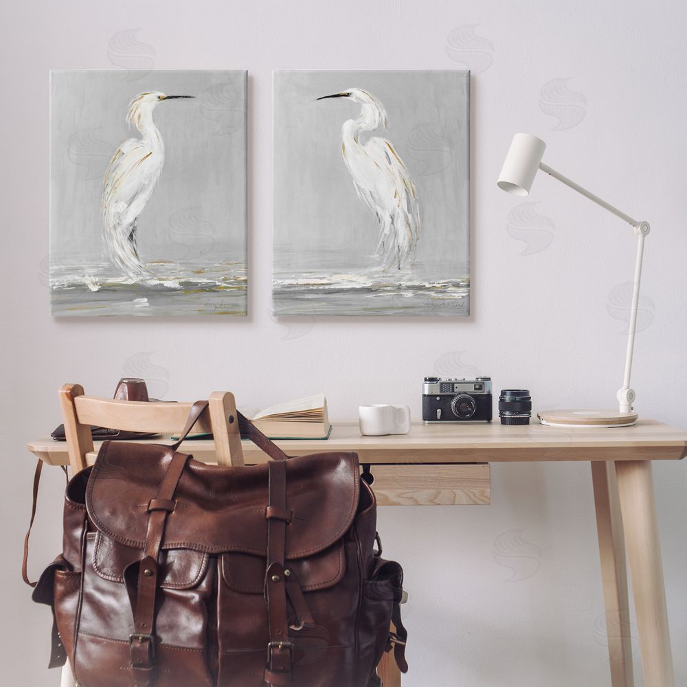 Sally Swatland Beautiful Tranquil Calming White Birds Canvas Wall Art Print in Room