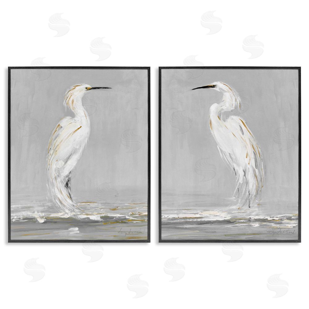 Sally Swatland Beautiful Tranquil Calming White Birds Black Framed Giclee Wall Art Print
