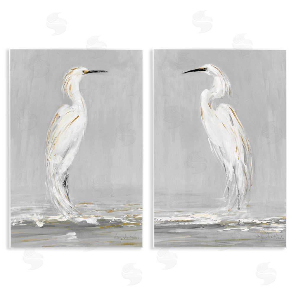 Sally Swatland Beautiful Tranquil Calming White Birds Wooden Wall Plaque Art Print