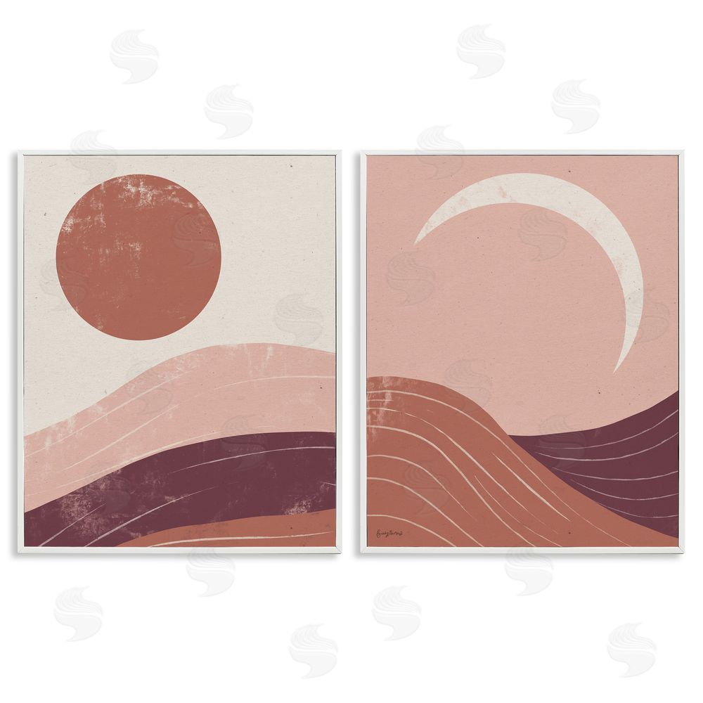 Becky Thorns Sun And Moon Sunrise Sunset Desert Collage White Framed Giclee Wall Art Print