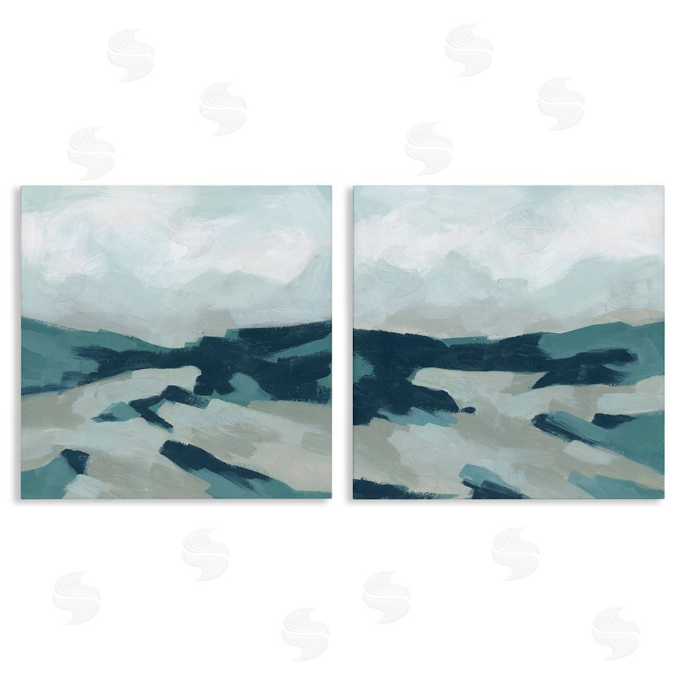June Erica Vess Cloudy Blue Mountain Scene Abstract Landscape Canvas Wall Art Print