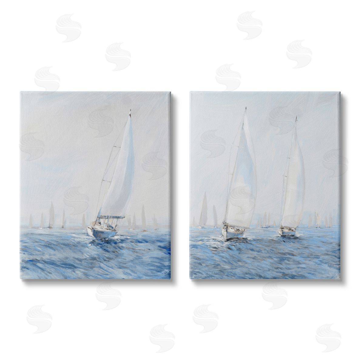Tim O'Toole Serene Sailboats Floating Cloudy Sea Sky Painting Canvas Wall Art Print