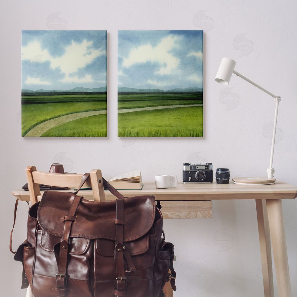 Grace Popp Rural Cloudy Countryside Green Fields Design Canvas Wall Art Print in Room